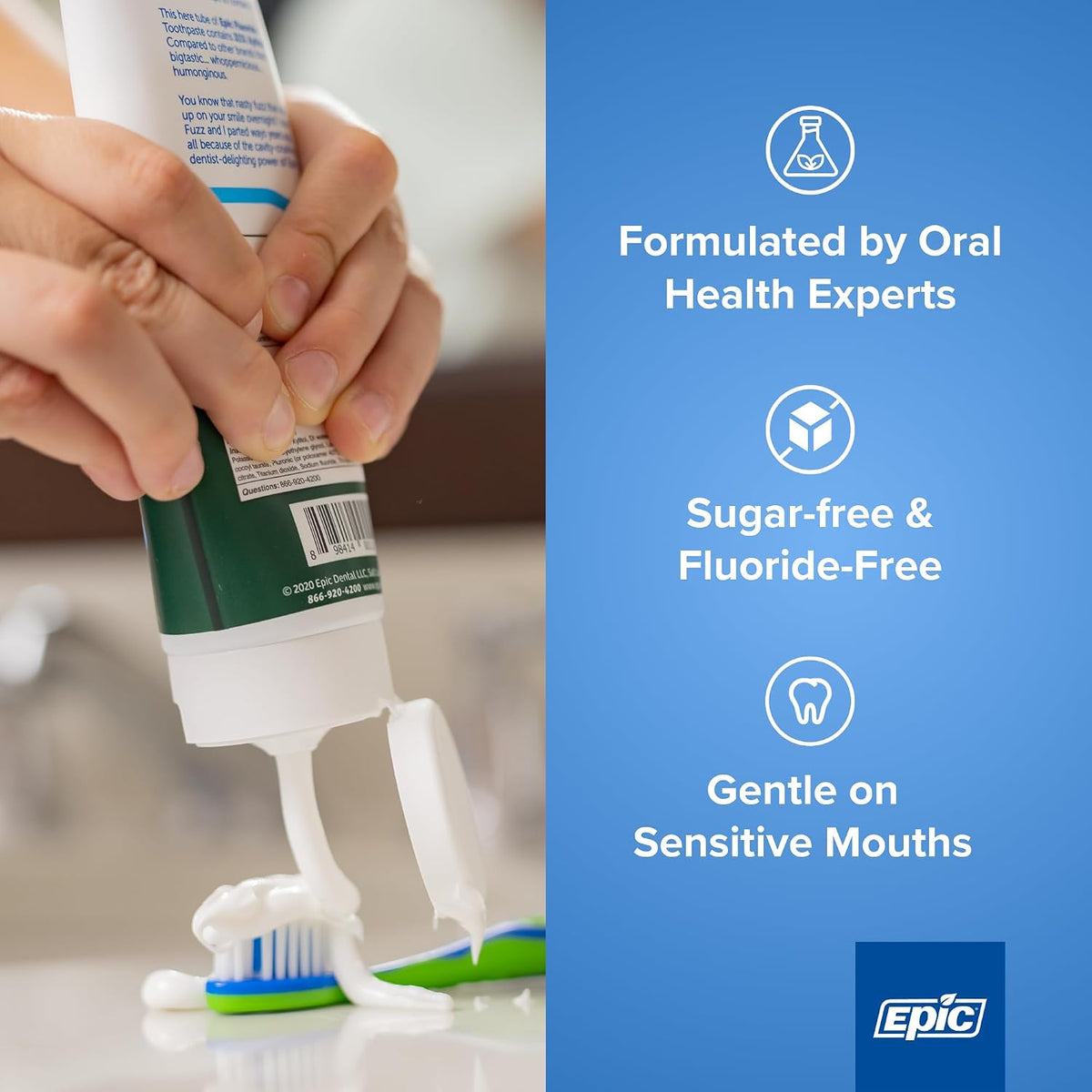 Epic Dental Fluoride-Free Xylitol Toothpaste, Spearmint, 4.9 oz, Pack of 2 - view 3