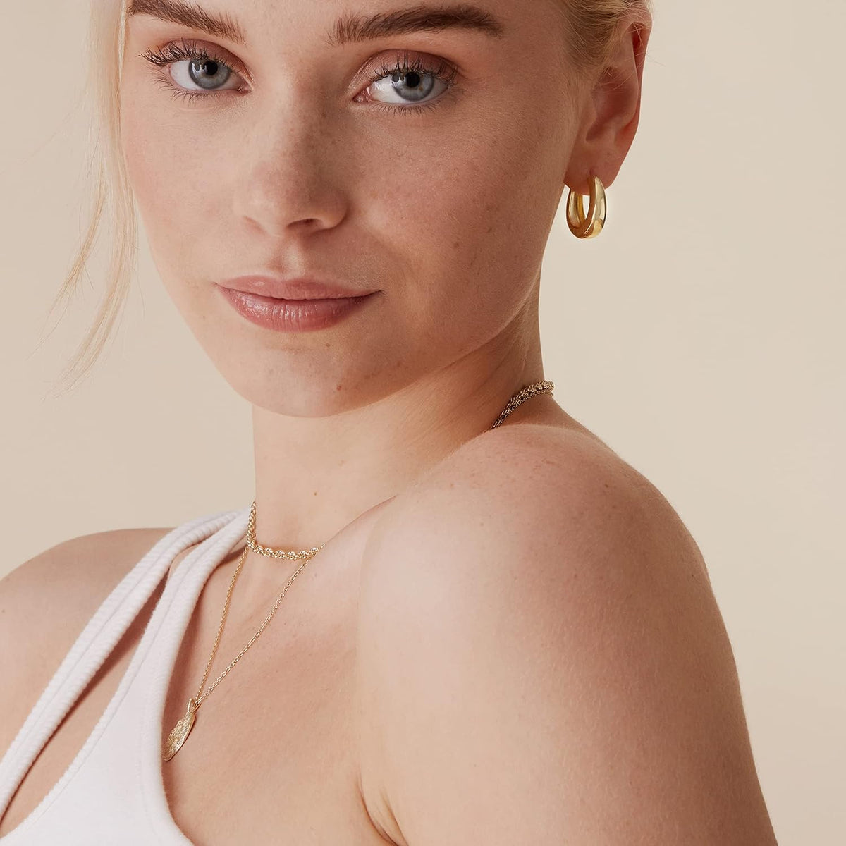 PAVOI 14K Gold Plated 925 Silver Hoop Earrings, 19mm — alternate product view