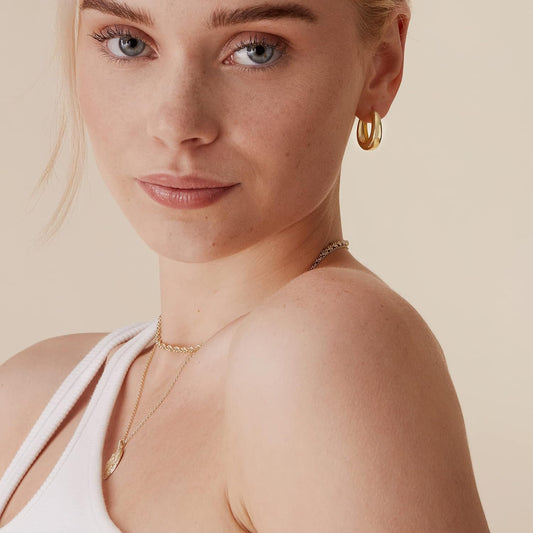 PAVOI 14K Gold Plated 925 Silver Hoop Earrings, 19mm - view 2