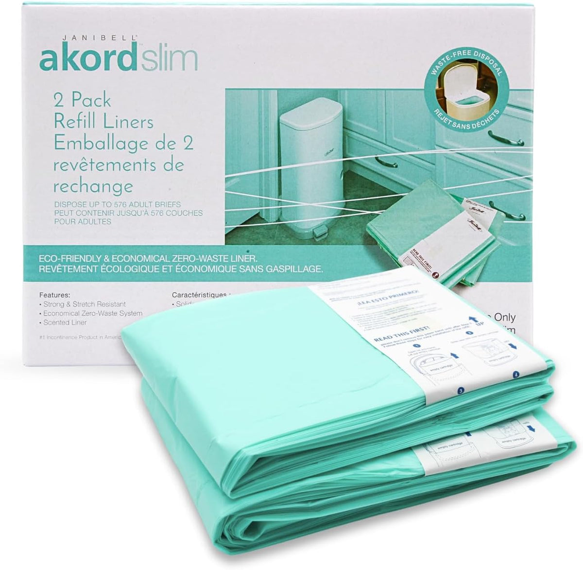 Janibell Akord Slim Adult Nappy Pail Refill Liners, 2 Count - view 4