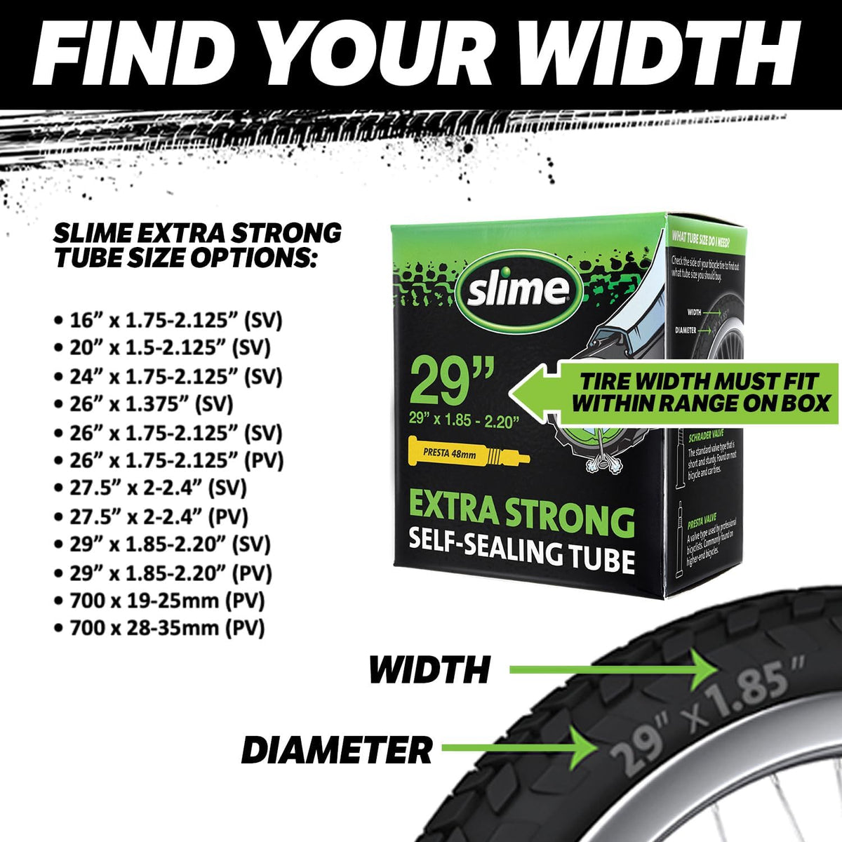 Slime Extra Strong Self-Sealing Bike Inner Tube, 24 x 1.75-2.3 in, Schrader - view 5