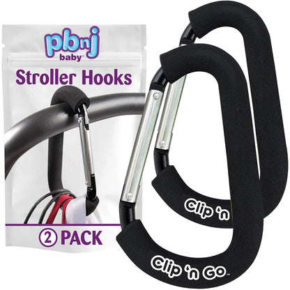 PBnJ Baby Pushchair Hooks, Large Carabiner Clip, Pack of 2