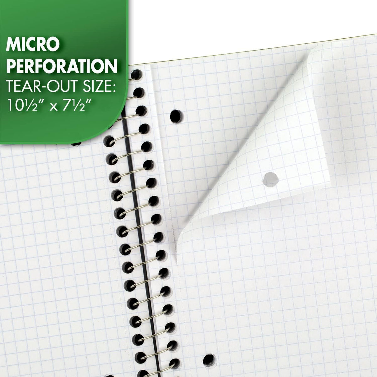 Mead Spiral Notebook, 1 Subject, Graph Ruled, 7-1/2 x 10-1/2 Inch, Green - view 4