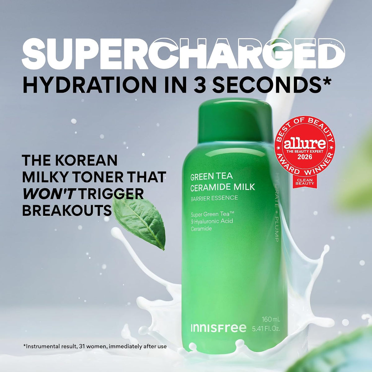 innisfree Green Tea Ceramide Milk 160 ml (5.4 fl oz) — alternate product view