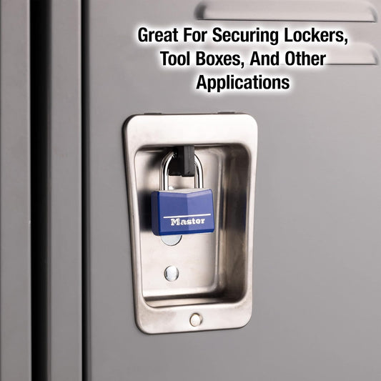 Master Lock Blue Vinyl Covered Aluminium Padlock with Key (142DCM) - view 2