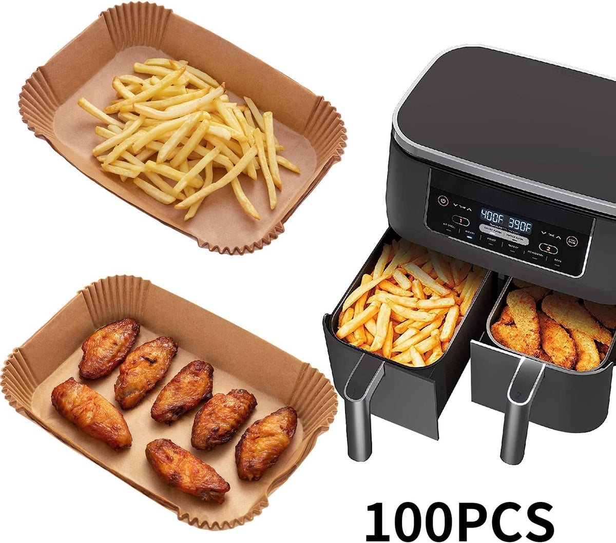 Ecfvtp Air Fryer Parchment Paper Liners, 100 Pieces, for Ninja DZ201 - view 5