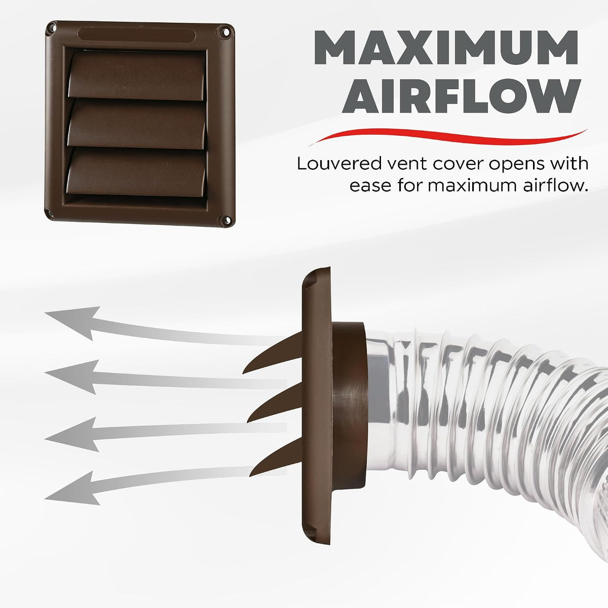 Deflecto 4-Inch Outdoor Dryer Vent Cover with Louvered Damper, Brown - view 5