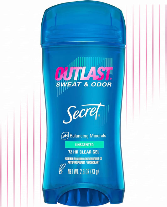 Secret Outlast Unscented Women's Clear Gel Antiperspirant & Deodorant 2.6 oz