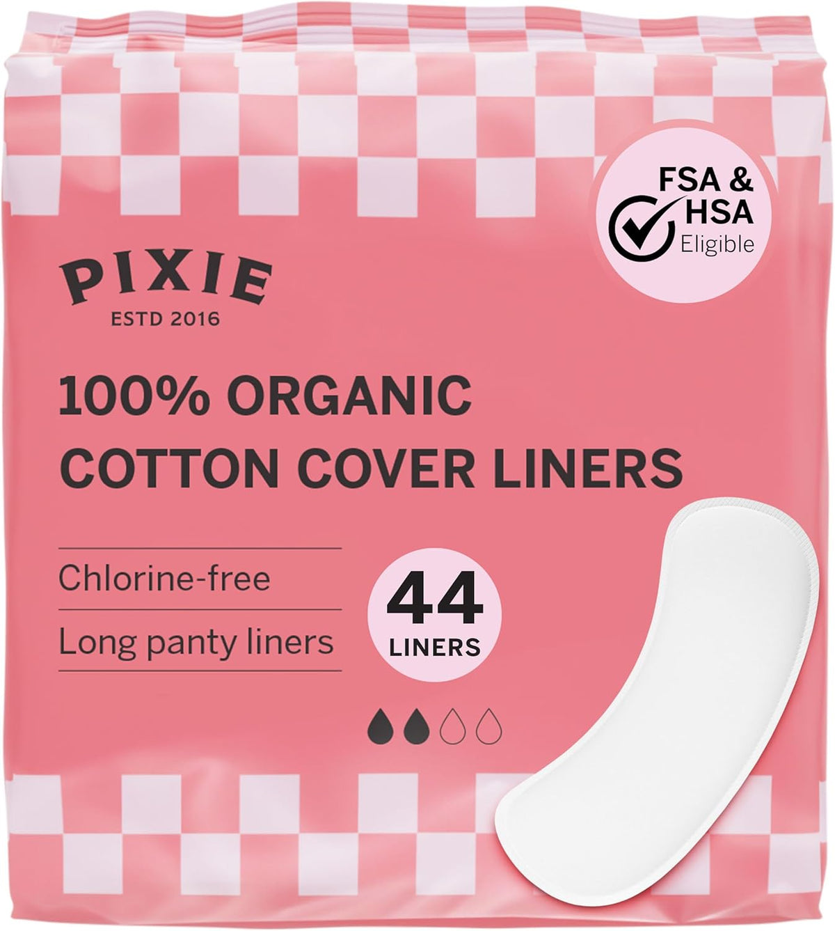 Pixie Organic Cotton Panty Liners, Long Wrapped, 44 Count — product view