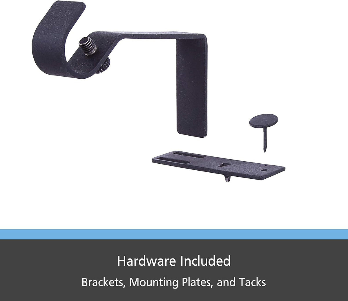 Kenney Fast Fit 5/8" No Measure Curtain Rod Brackets, Matte Black - view 3