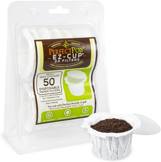 Perfect Pod EZ-Cup Paper Filters with Lid, 200 Count