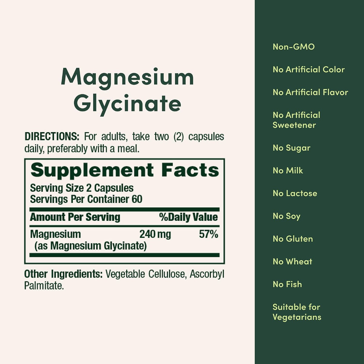 Nature's Bounty High Absorption Magnesium Glycinate 240 mg, 120 Capsules - view 6