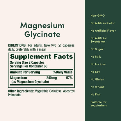 Nature's Bounty High Absorption Magnesium Glycinate 240 mg, 120 Capsules - view 6
