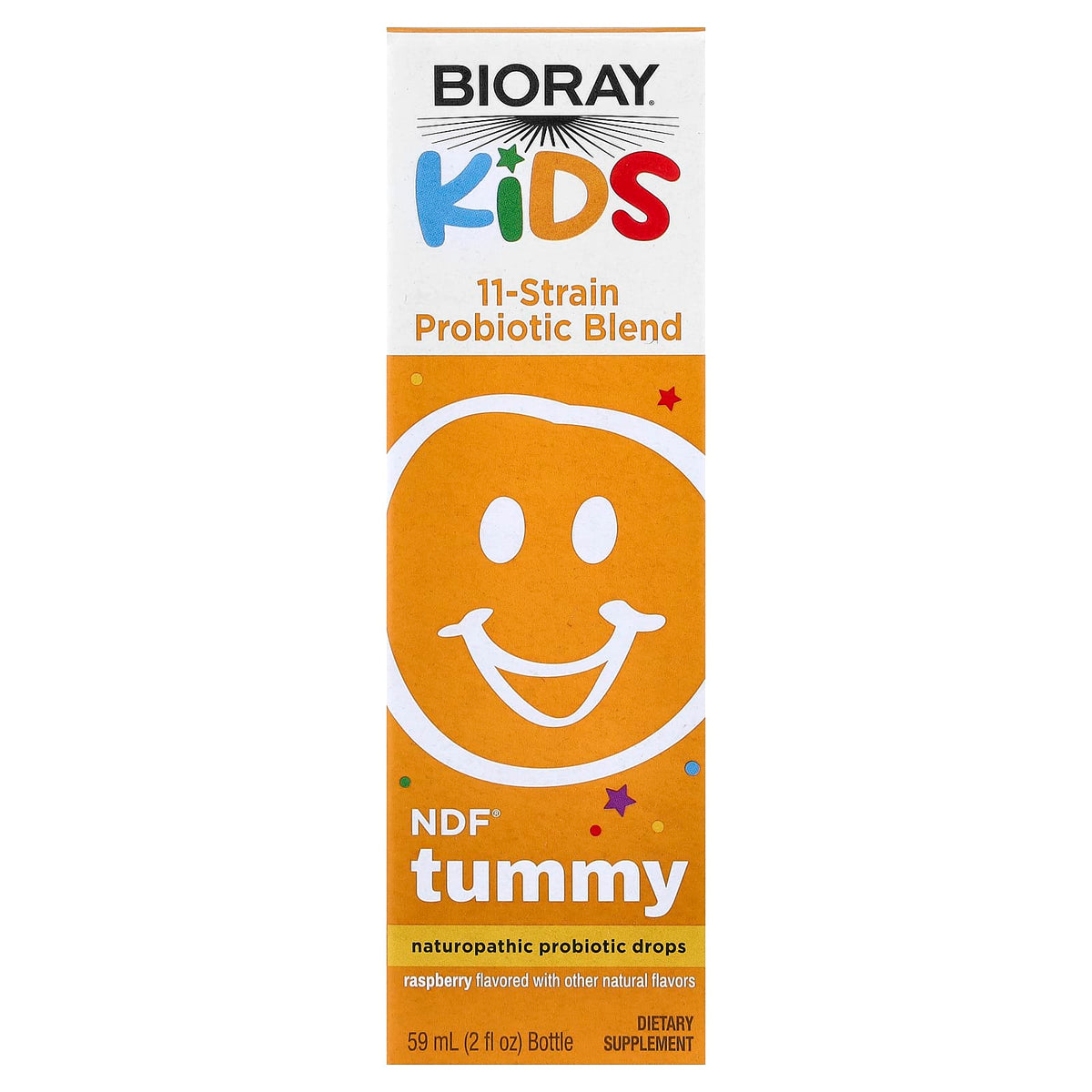 Bioray Kids NDF Tummy 11-Strain Probiotic Blend, Raspberry, 60 ml (2 fl oz) — product view
