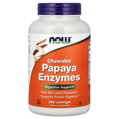 NOW Foods Chewable Papaya Enzymes, 360 Lozenges