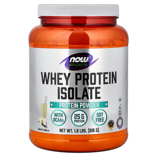 NOW Foods Sports Whey Protein Isolate, Creamy Vanilla, 816 g (1.8 lb)