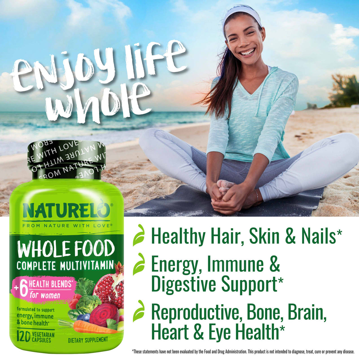 NATURELO Whole Food Complete Multivitamin for Women, 120 Vegetarian Capsules - view 3