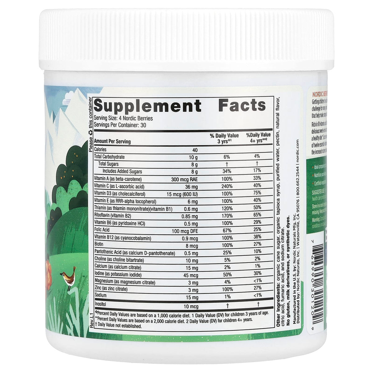 Nordic Naturals Nordic Berries Multivitamin, Ages 3+, Orange Lemon, 120 Gummies - view 2