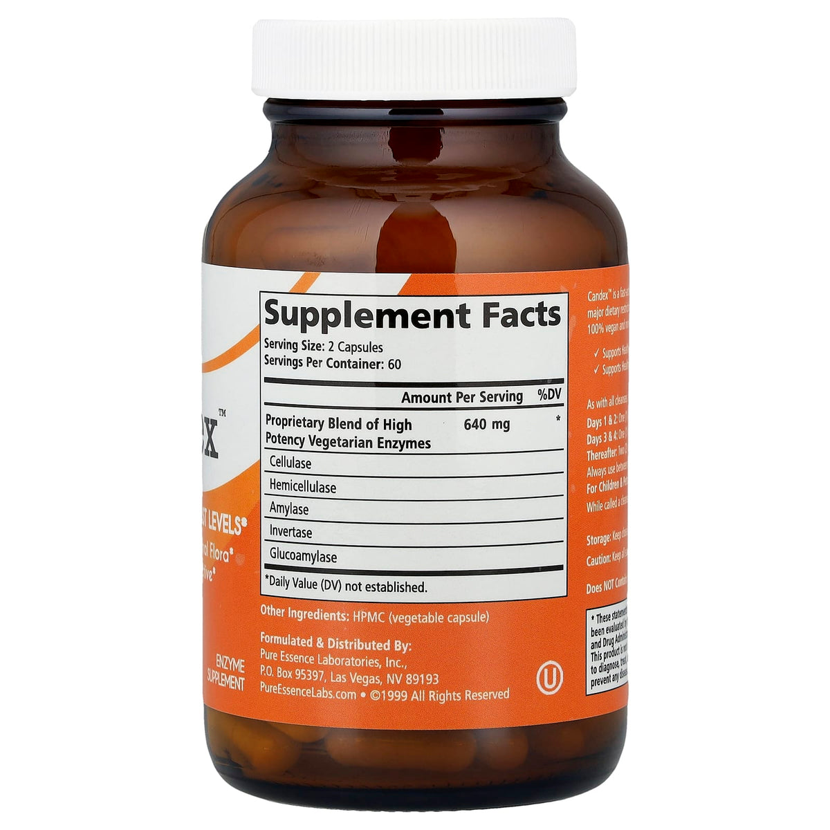 Pure Essence Candex, 120 Vegetable Capsules — alternate product view