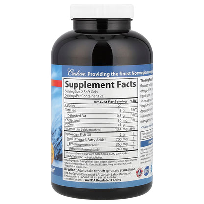 Carlson The Very Finest Fish Oil, Natural Orange, 240 Soft Gels - view 2