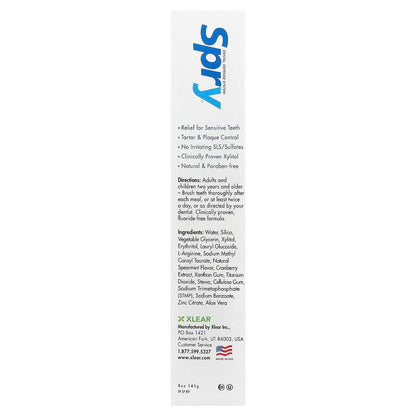 Xlear Natural Spry, Fluoride Free Toothpaste, Spearmint, 141 g - view 3