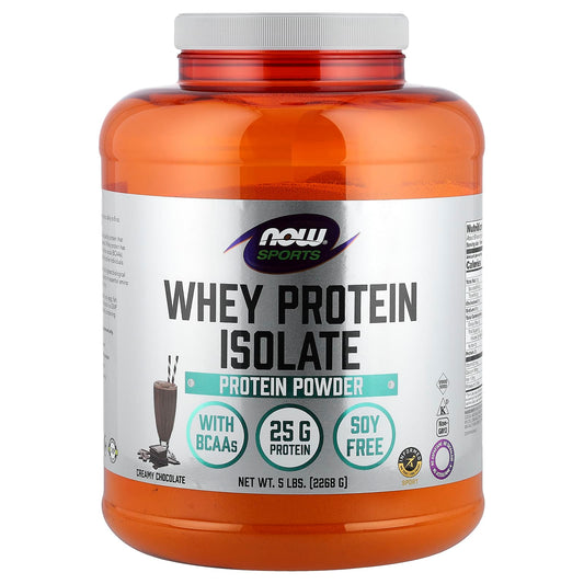 NOW Foods Sports Whey Protein Isolate, Creamy Chocolate, 2,268 g (5 lb)