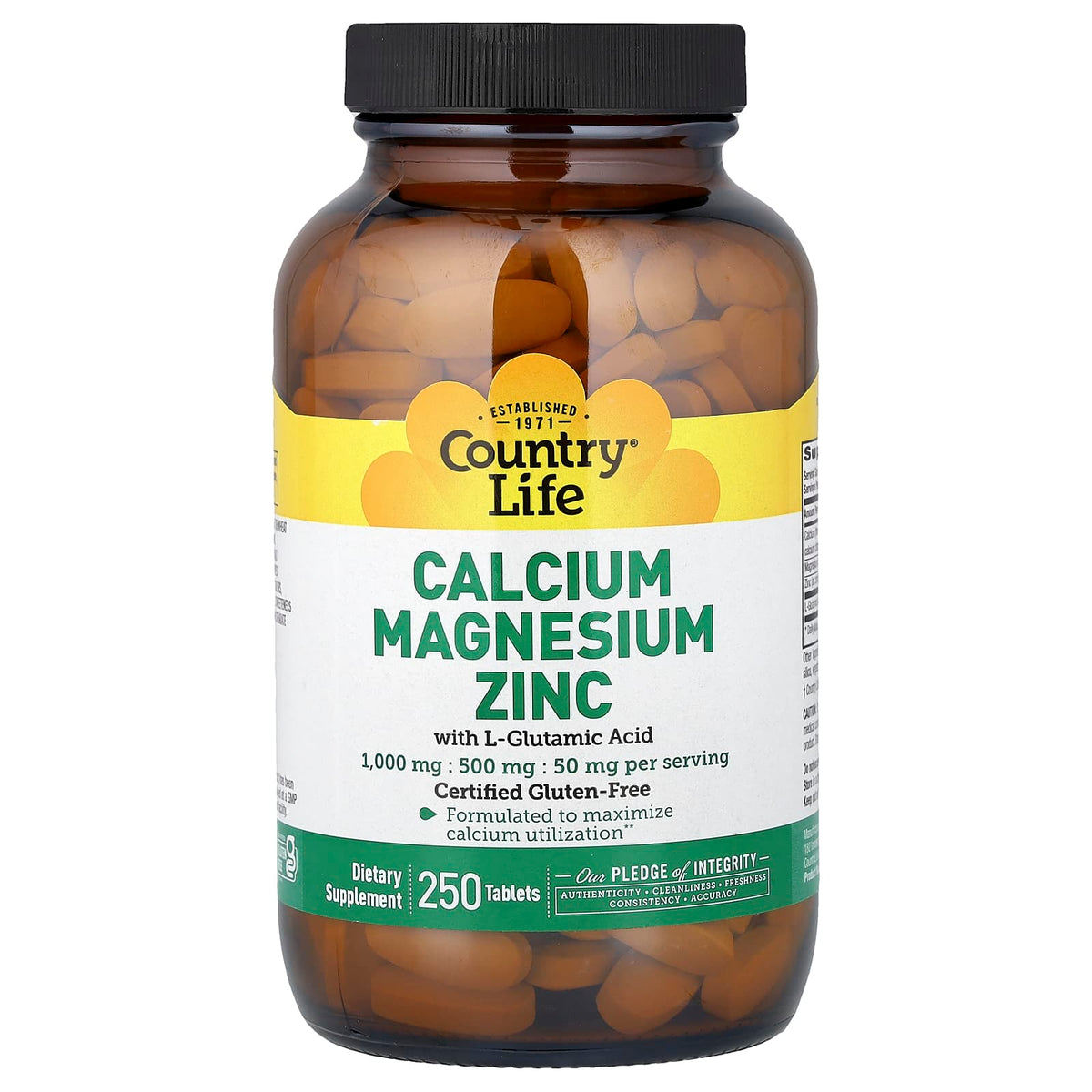 Country Life Calcium Magnesium Zinc, 250 Tablets — product view