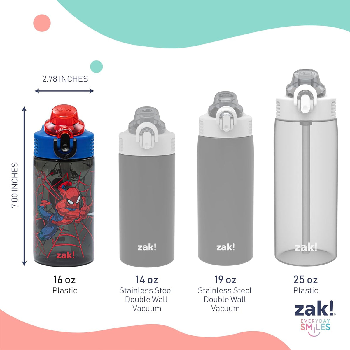 Zak Designs Marvel Spider-Man Sage Kids Water Bottle 16oz with Straw - view 3