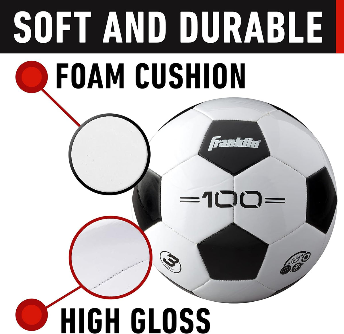 Franklin Sports Competition 100 Soccer Ball, Size 3 - view 4
