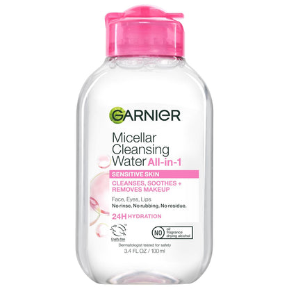 Garnier Micellar Cleansing Water, Facial Cleanser and Makeup Remover, 3.4 fl oz