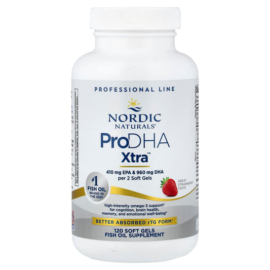 Nordic Naturals ProDHA Xtra Fish Oil, Strawberry, 120 Soft Gels