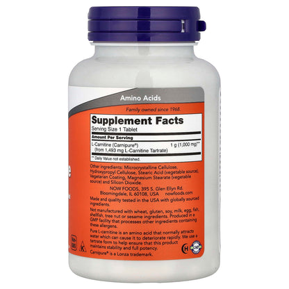 NOW Foods L-Carnitine 1,000 mg, 50 Tablets - view 2