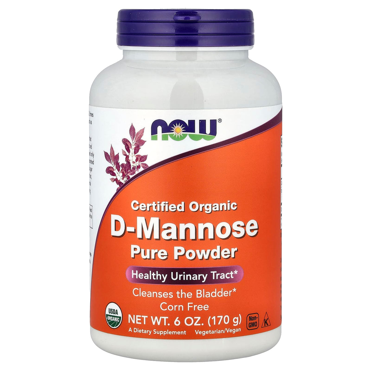 NOW Foods Certified Organic D-Mannose Pure Powder, 170 g (6 oz) — product view