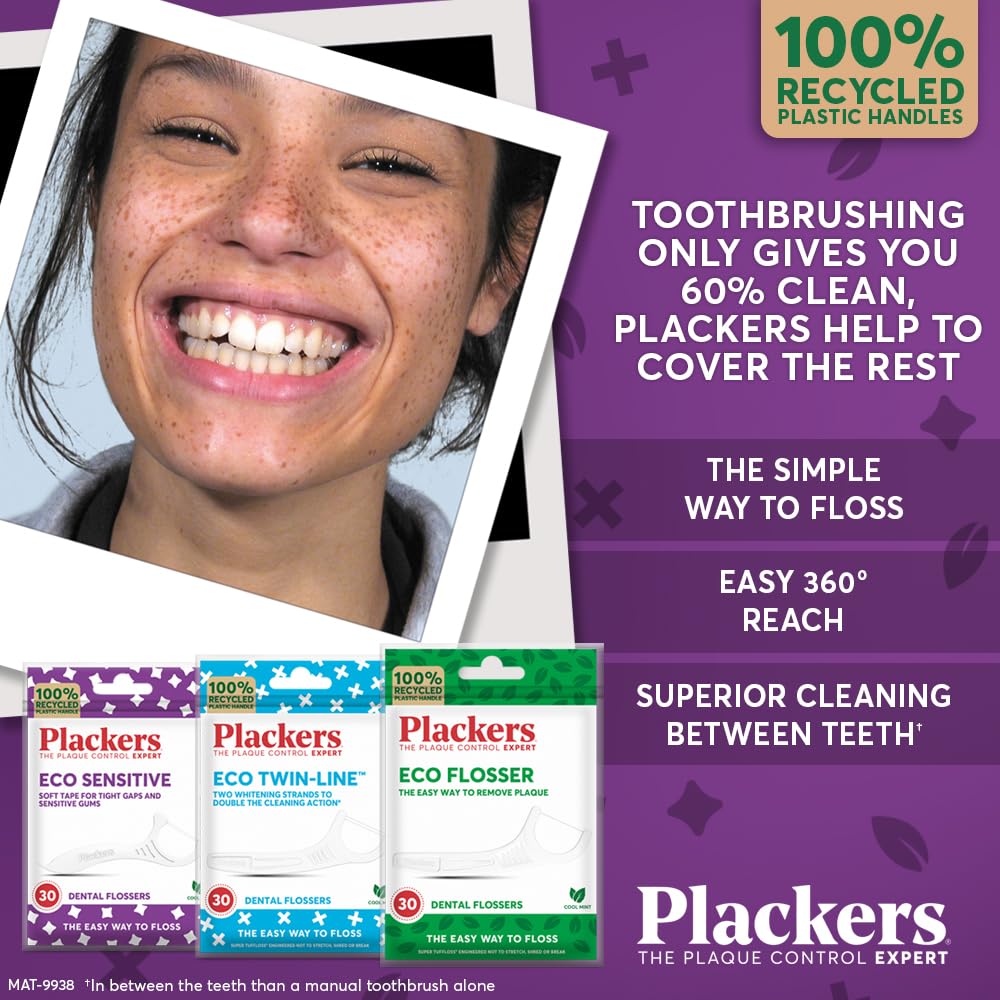 Plackers Eco Sensitive Floss Picks, Cool Mint, 30 Count - view 6