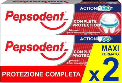 Pepsodent Complete Protection Toothpaste with Fluoride & Calcium, 2 x 75 ml