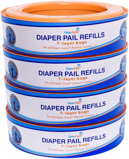 ChoiceRefill Nappy Refill Bags for Diaper Genie Pails, 4 Pack, 1300 Count