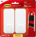 Command XL Heavyweight Wall Hooks, White, 4.5 kg (10 lb), Pack of 2