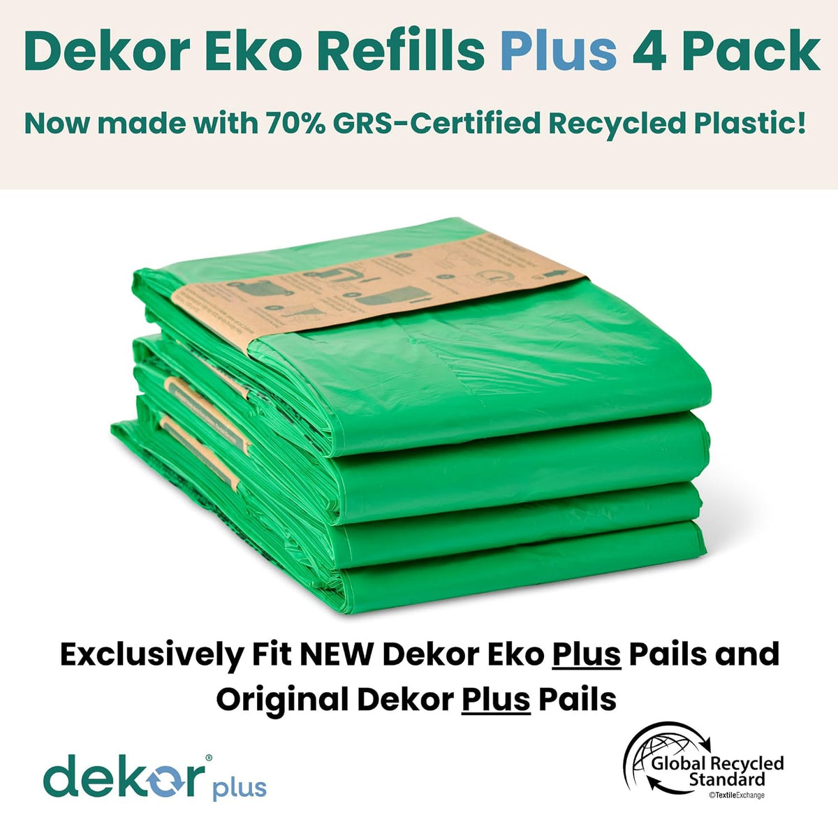 Diaper Dekor Plus Nappy Pail Refills, 4 Count, Unscented - view 2