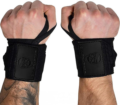 Gymreapers Weightlifting Wrist Wraps, Black, 18 Inch