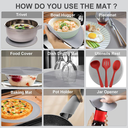 Aidacom 2-in-1 Microwave Splatter Cover and Silicone Mat, Grey - view 3