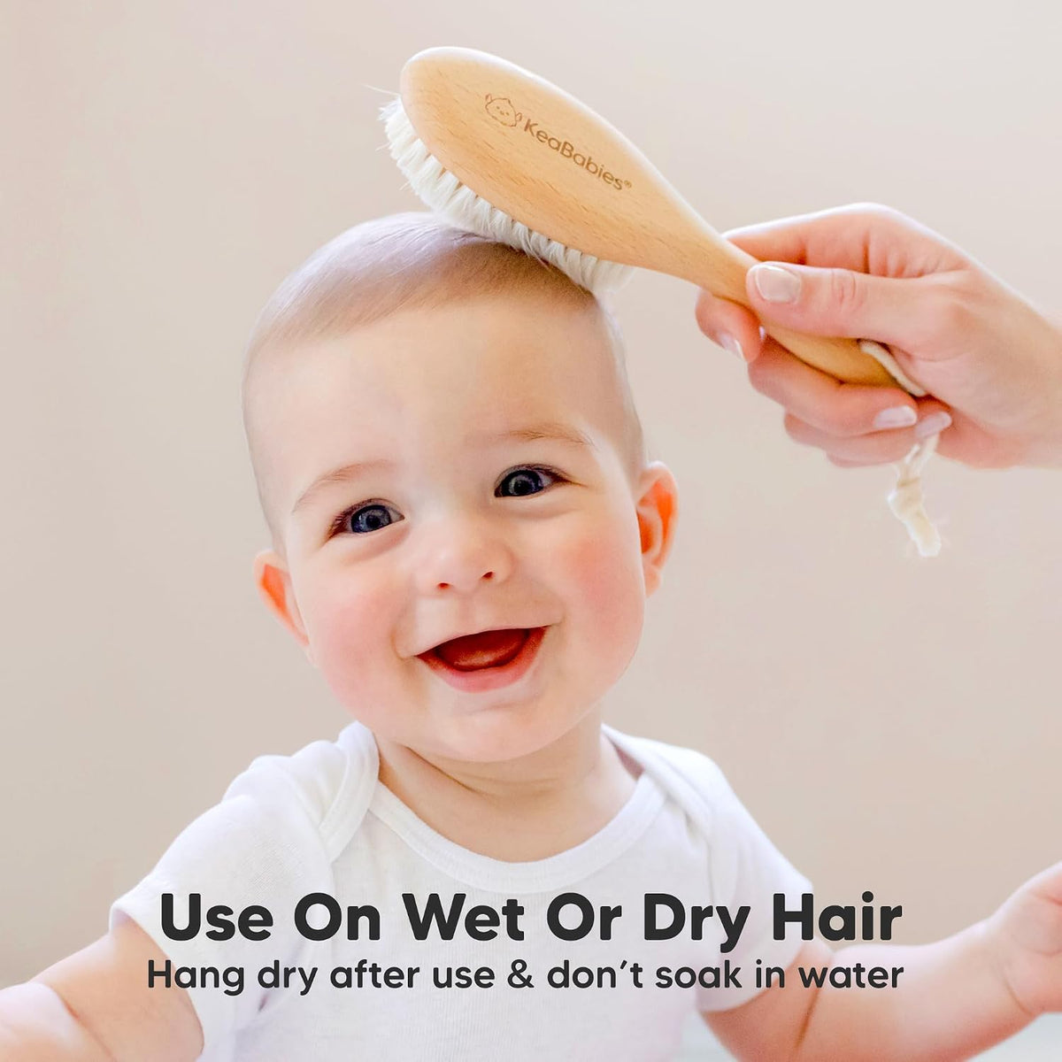 KeaBabies Wooden Baby Hair Brush with Goat Bristles, Walnut, Regular - view 6