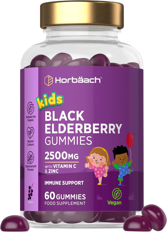 Horbäach Black Elderberry Gummies for Kids with Vitamin C and Zinc