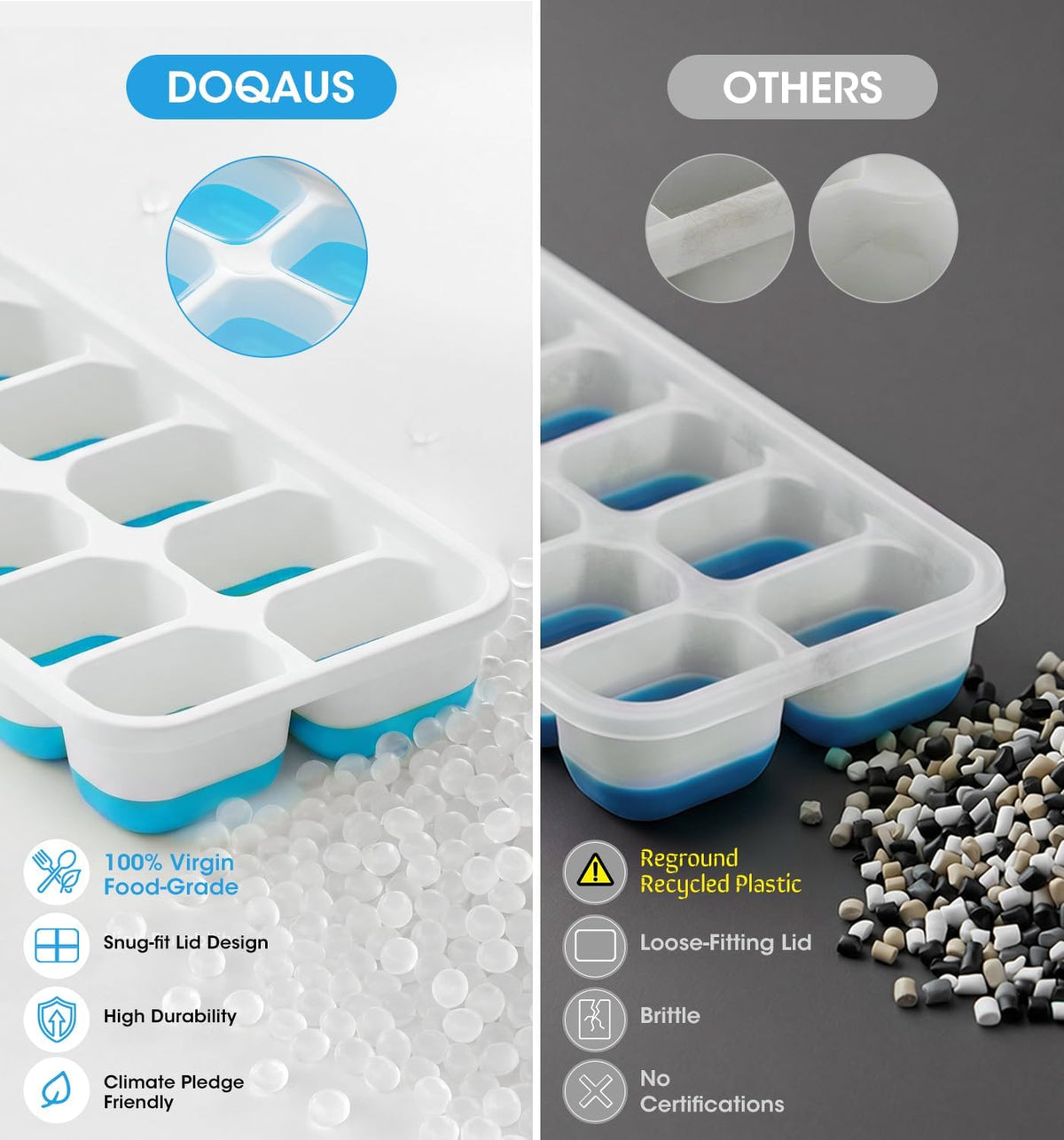 DOQAUS Silicone Ice Cube Trays with Lids and Bin, 4 Pack - view 2