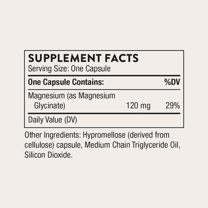 Thorne Magnesium Glycinate, Chelated Magnesium Supplement, 90 Capsules - view 5