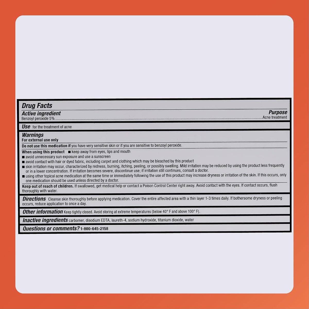 Rugby Acne Gel 5% Benzoyl Peroxide 42.5 g — alternate product view