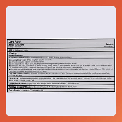 Rugby Acne Gel 5% Benzoyl Peroxide 42.5 g