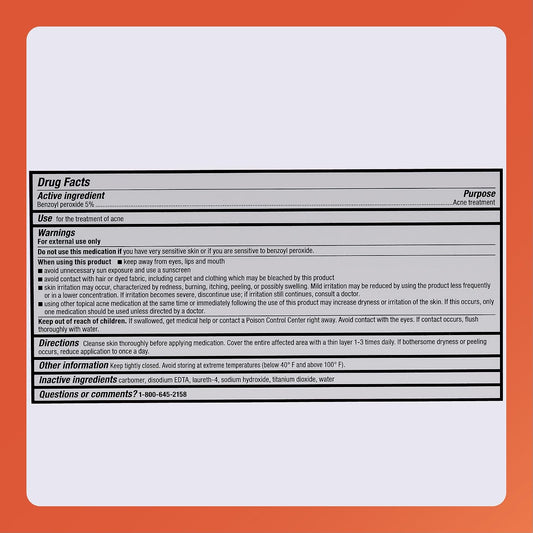 Rugby Acne Gel 5% Benzoyl Peroxide 42.5 g
