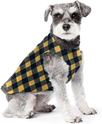 Gold Paw Stretch Fleece Dog Sweater, Gold Buffalo Check, Size 10