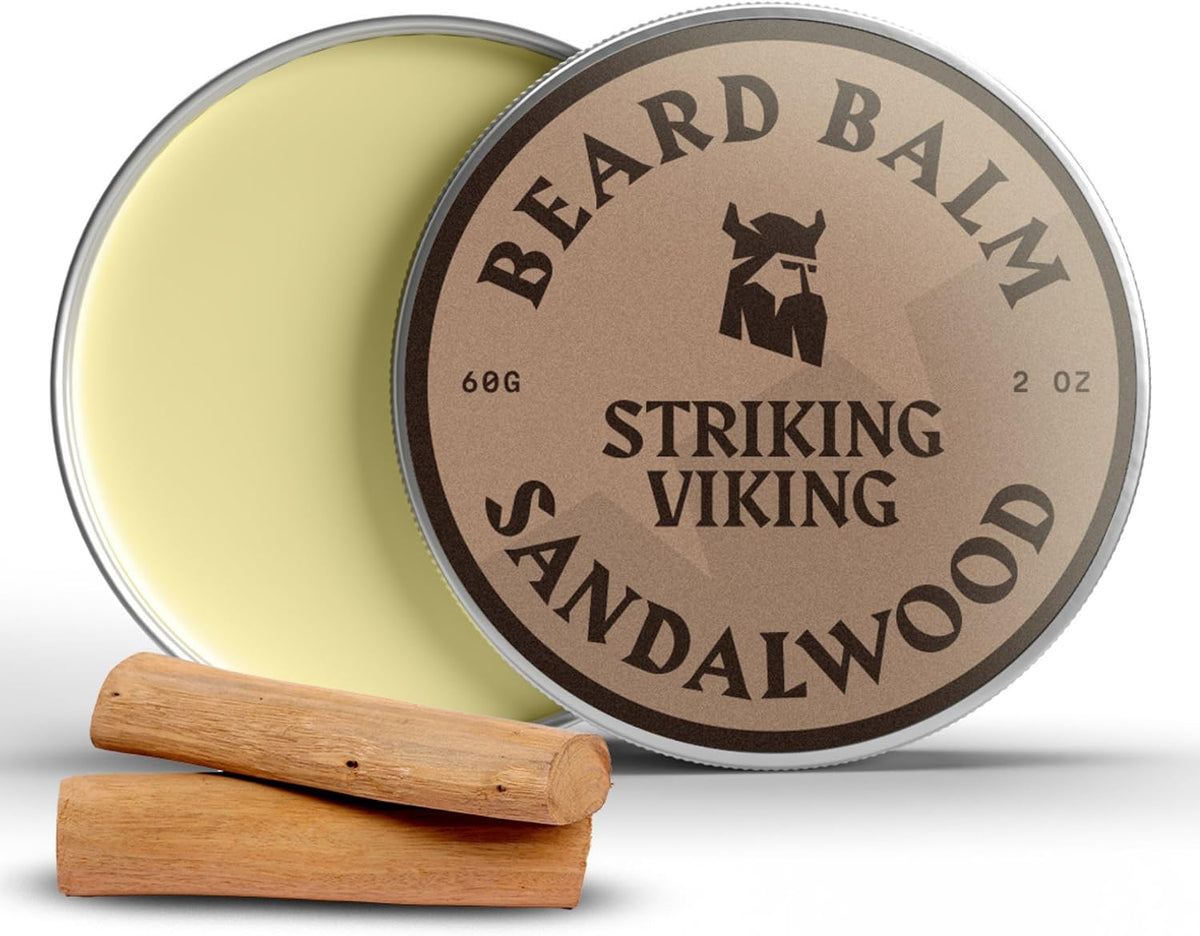 Striking Viking Beard Balm for Men, Sandalwood Scent, 2 oz