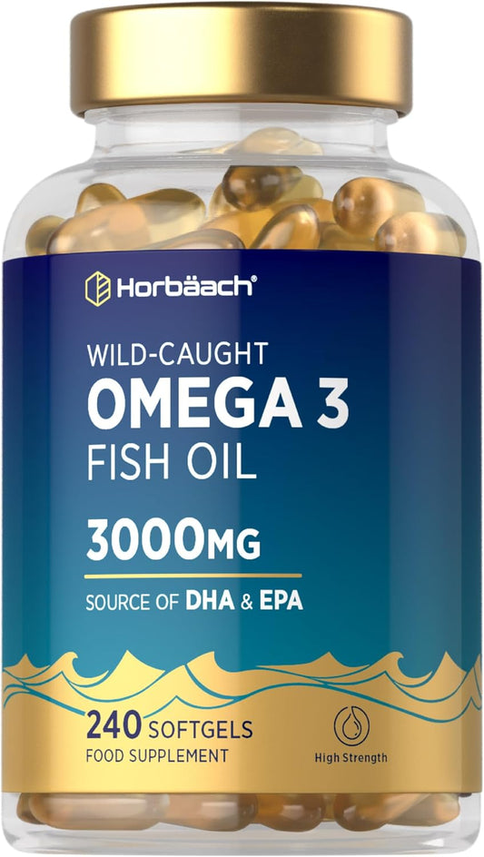 Horbäach Omega 3 High Strength Fish Oil 3000mg, 240 Softgels
